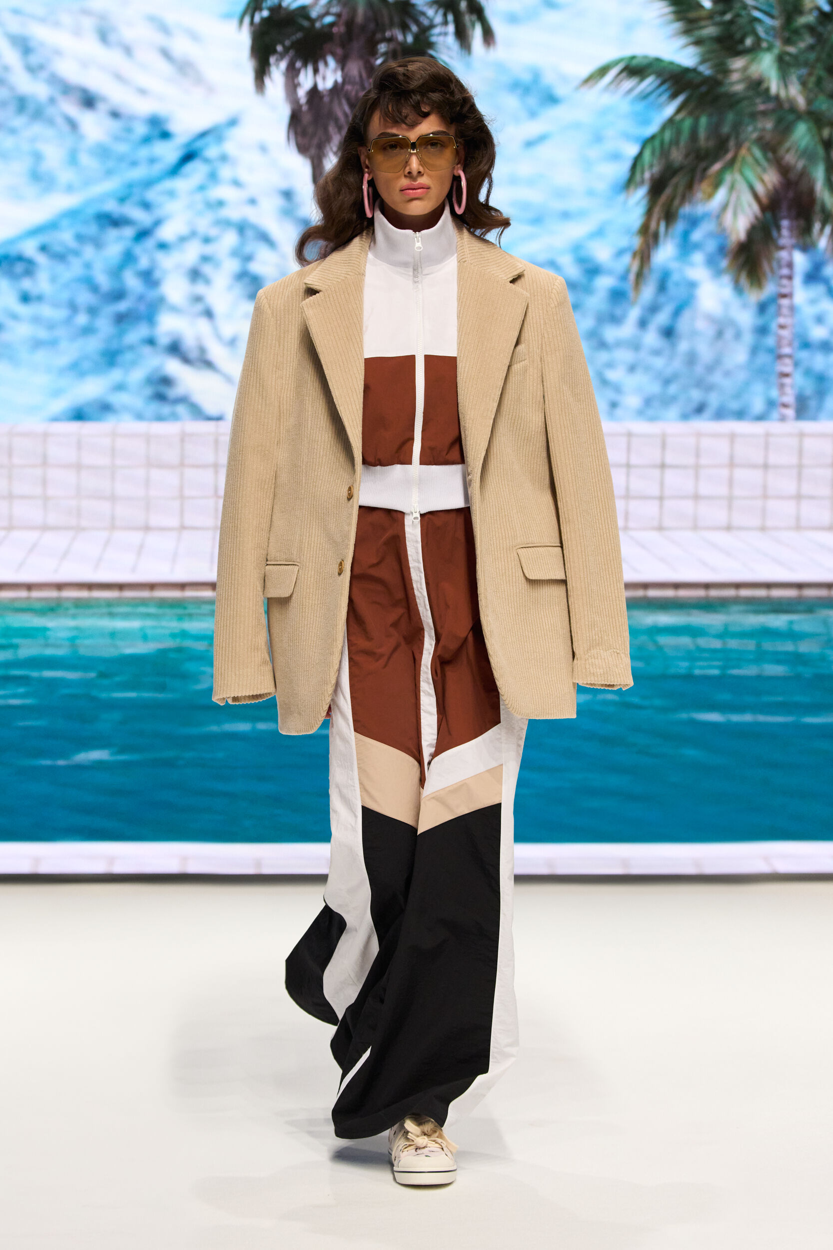 Angels Embroidery Track Maxi Skirt Brown